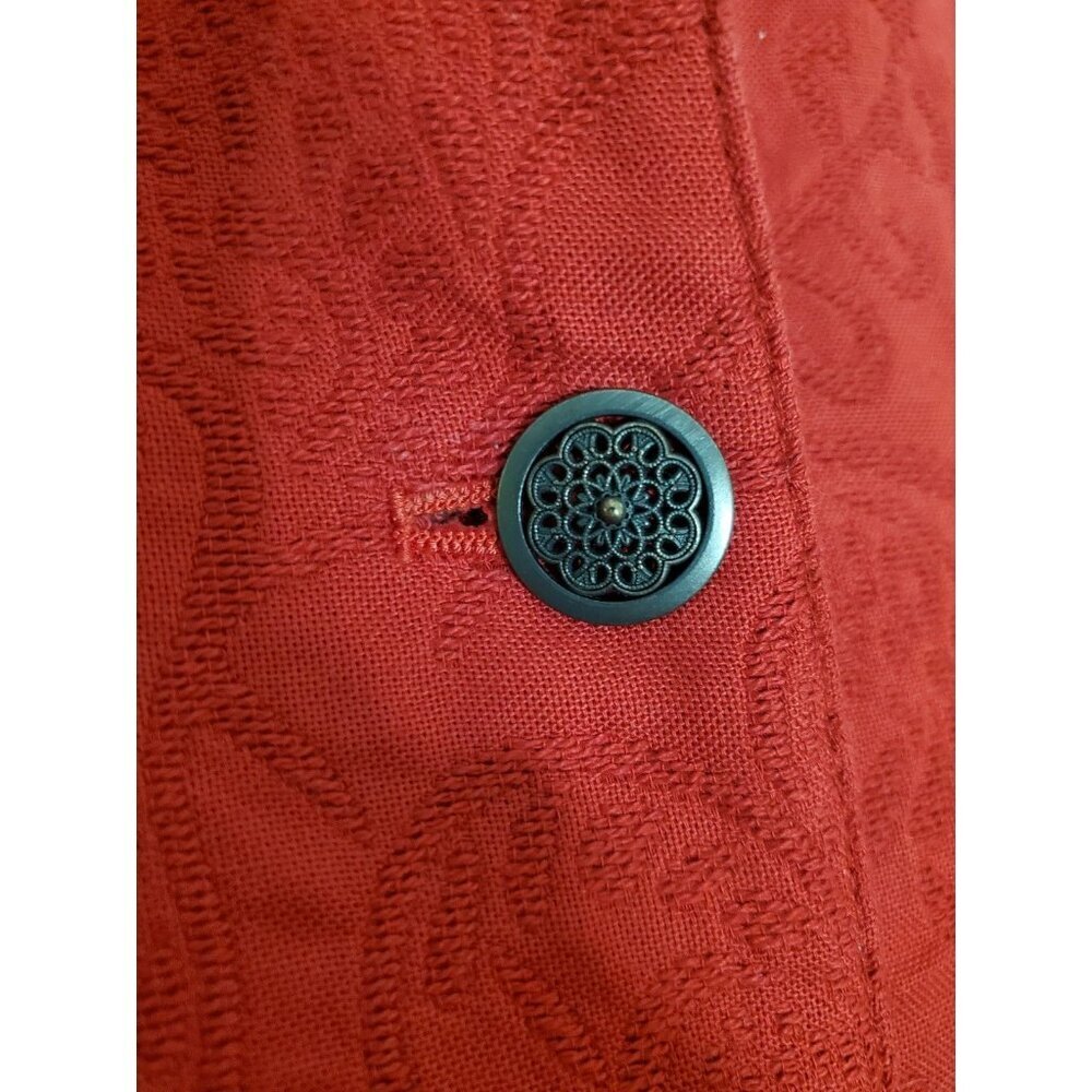 Coldwater Creek Blazer Jacket Womens 10 Red Button Up Lined Embroidered Jacquard - Picture 2 of 16